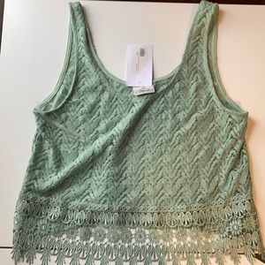 Solemio NWT Crochet Tank with Floral Lace Hem